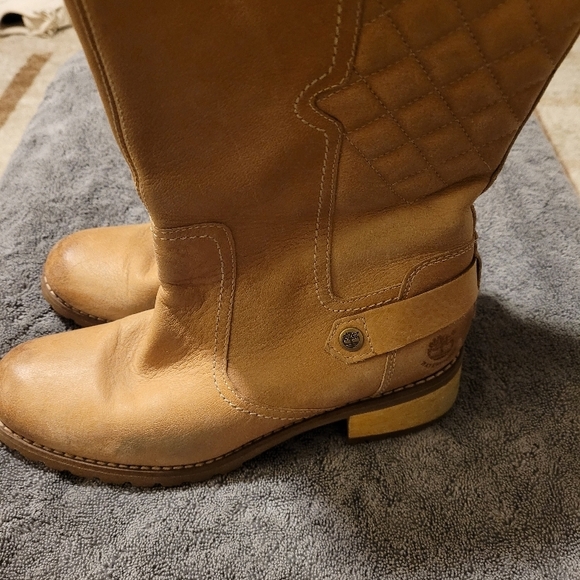 Timberland Tan Leather Quilted Western Boots - Picture 2 of 7